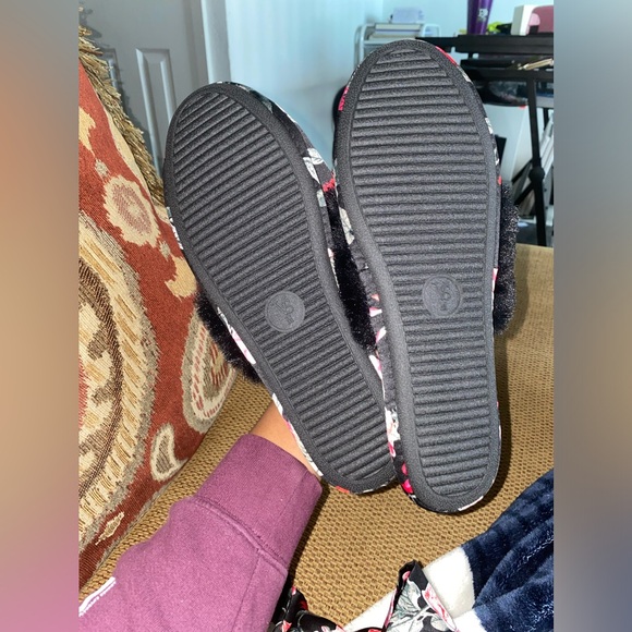 VICTORIA SECRET SATIN SANDAL SLIPPERS + BAG Floral Black SEXY Style - Picture 3 of 5